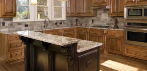Custom Gold Kitchen Marble Countertop in Farmers Branch TX